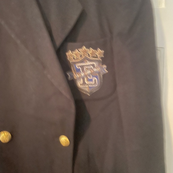 Escada Sport 42 Navy Blazer coat crest 12 - Picture 3 of 15